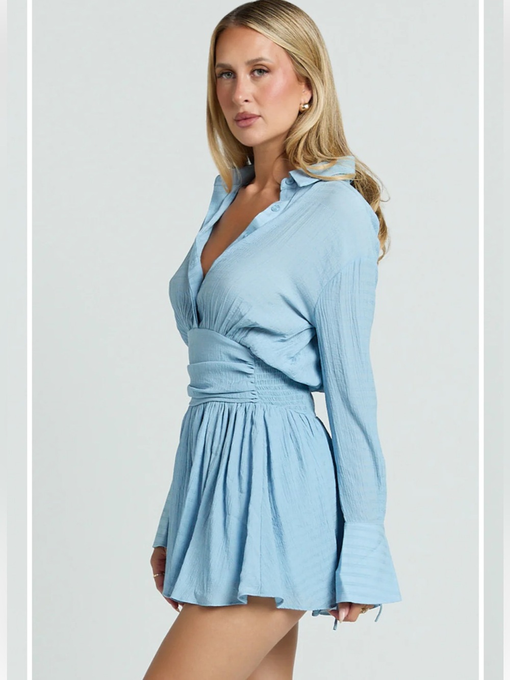 Showpo Valerie Mini Dress In Pale Blue - Picture 4 of 15